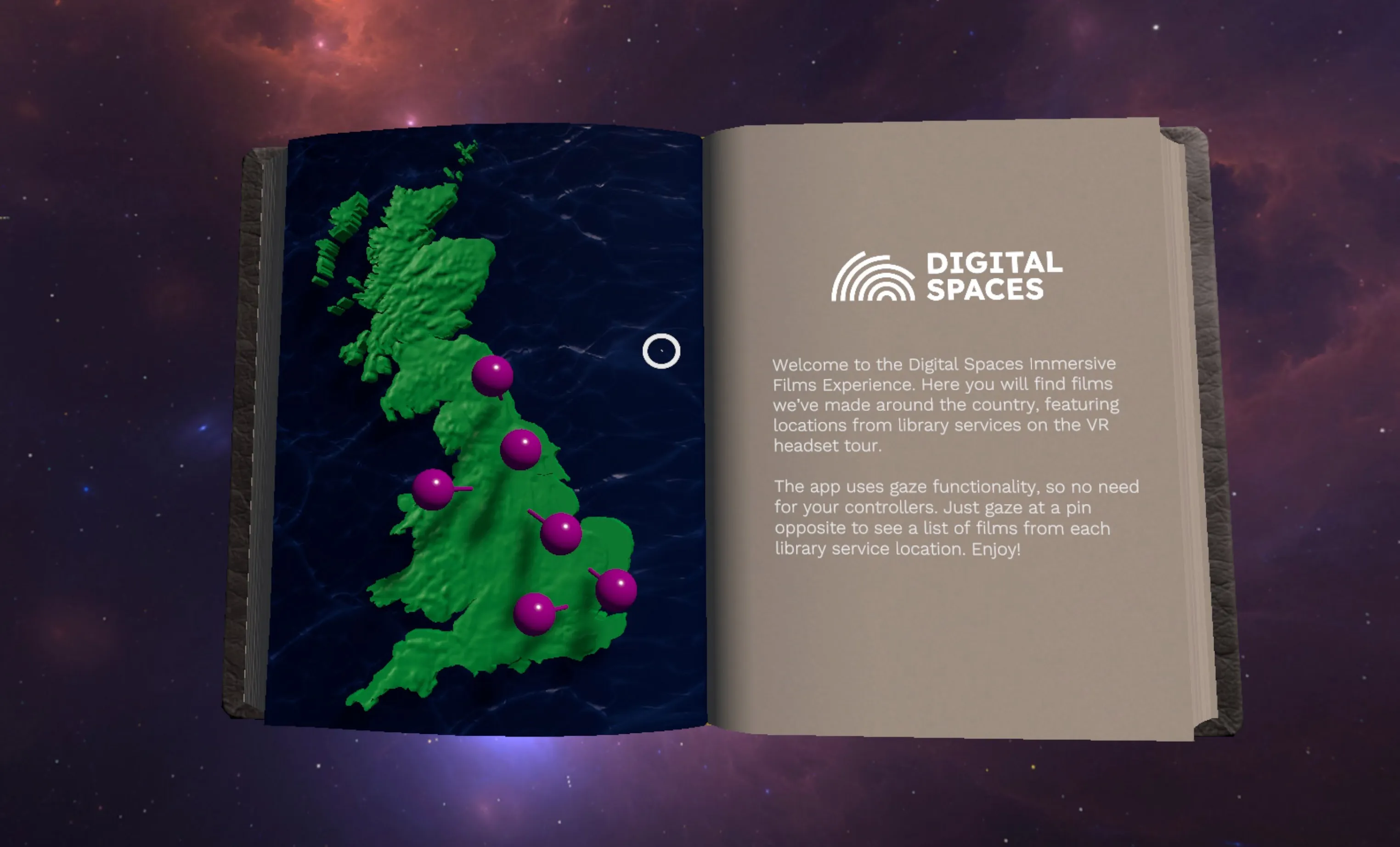 Screenshot from the Digital Spaces VR180 films app
