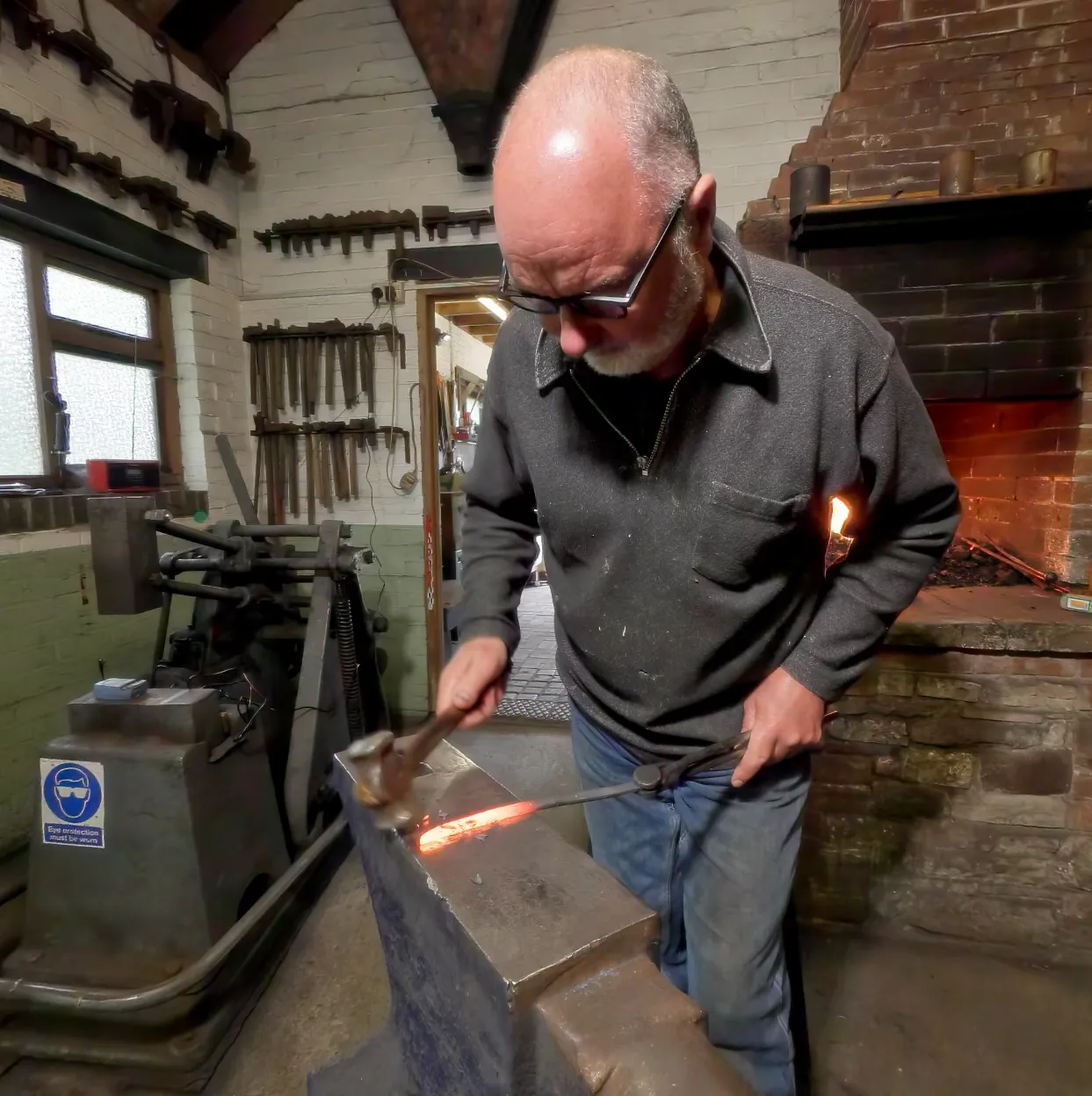 Filming at a blacksmith's forge for Inspire Libraries, Nottinghamshire